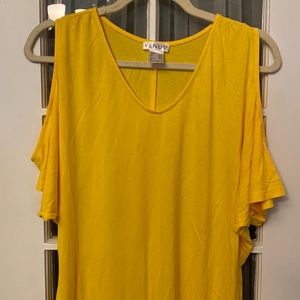 NWOT Venus Small Yellow Cold Shoulder Short Sleeve Top